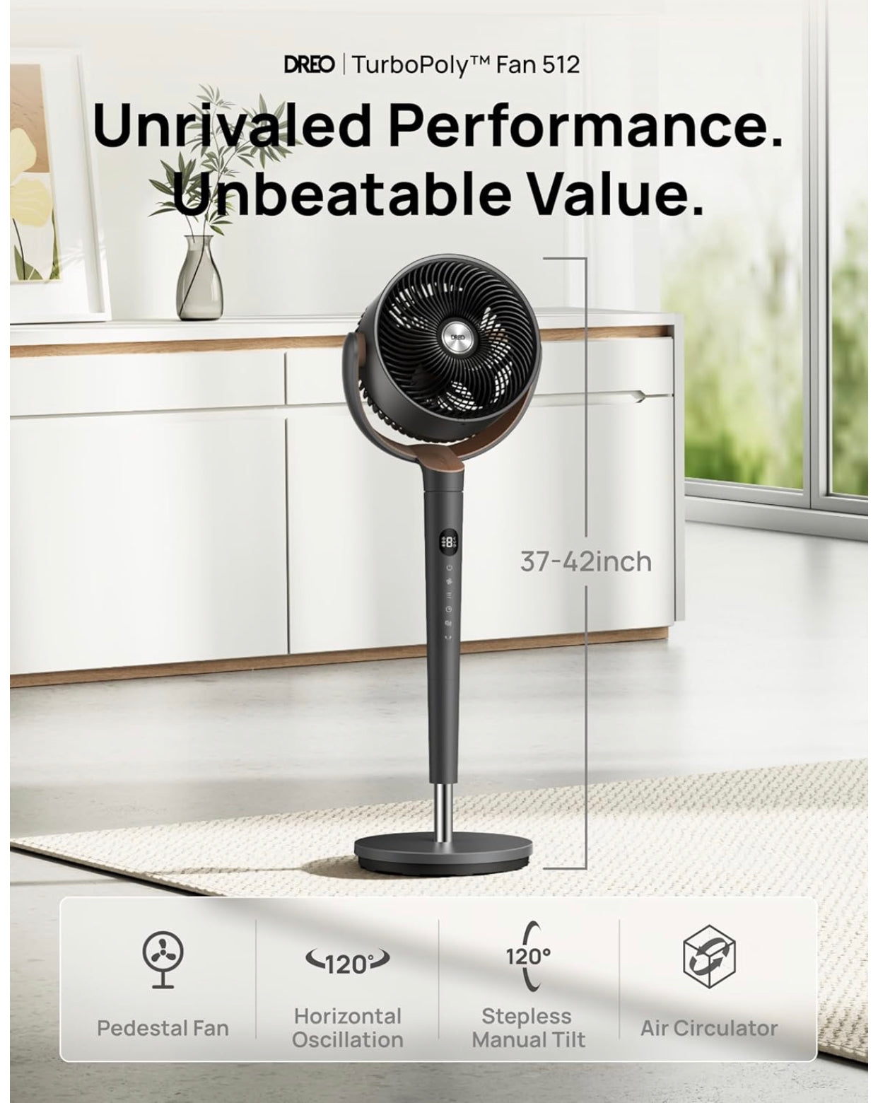 Quiet Oscillating Standing Fan