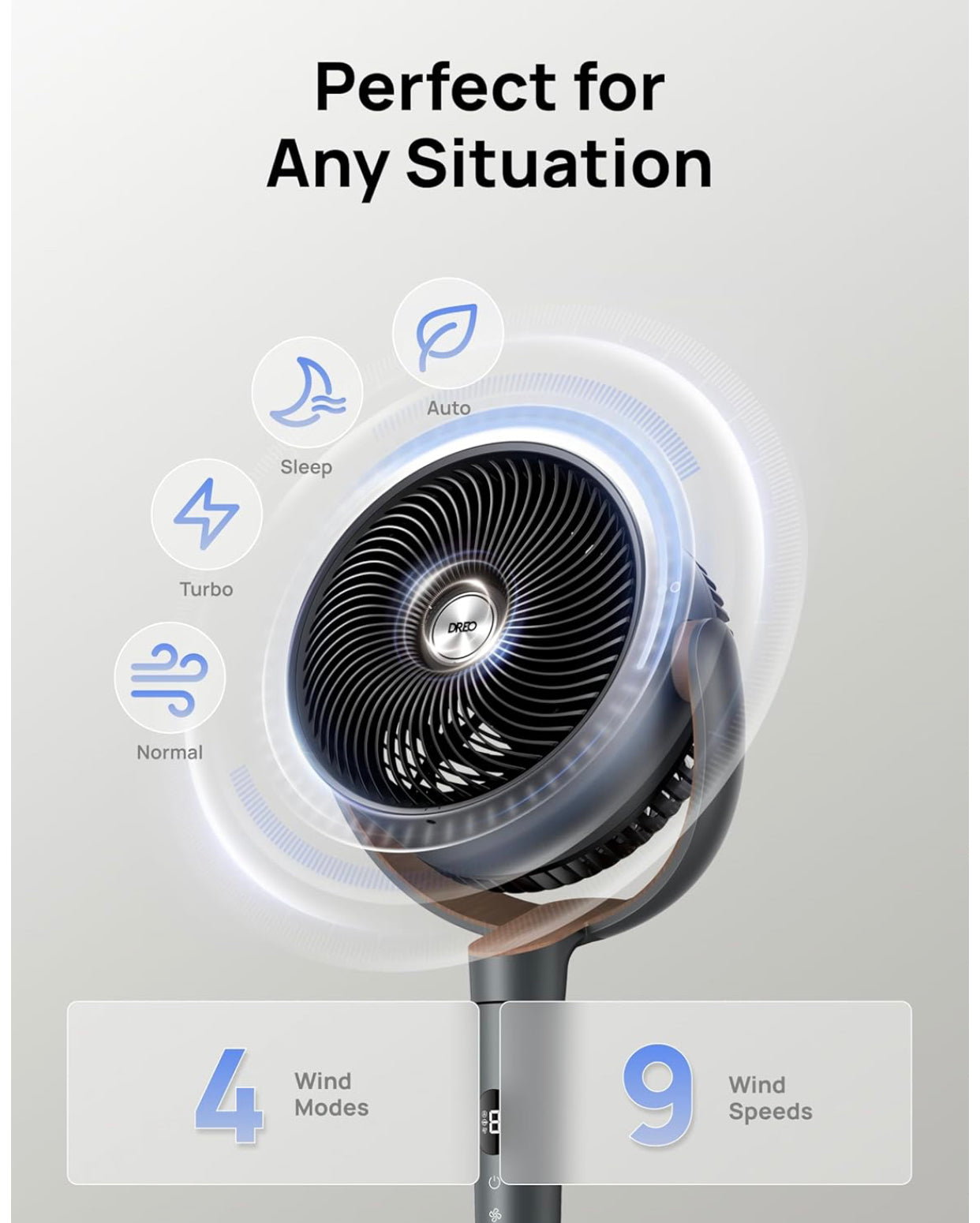 Quiet Oscillating Standing Fan
