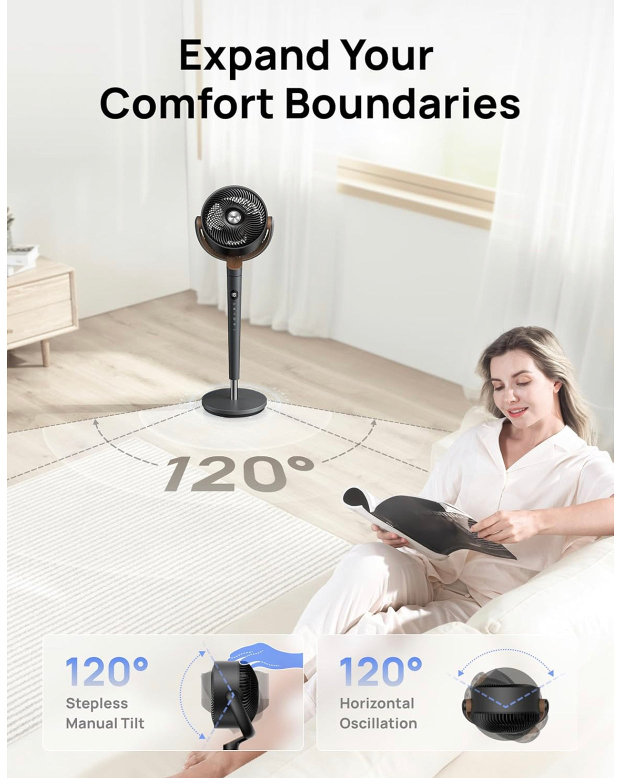 Quiet Oscillating Standing Fan